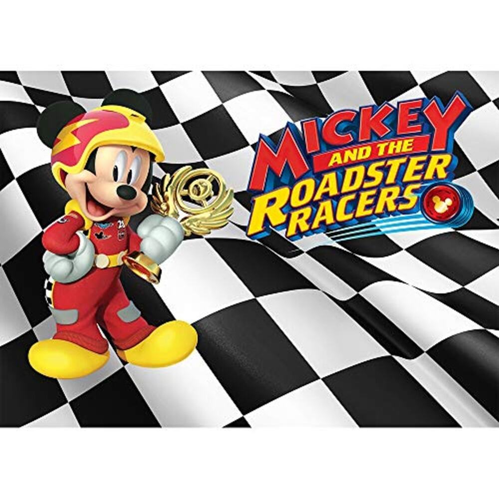 NIB Mickey Roadster Racers 7x5ft Photography Backdrop Checkered Flag
